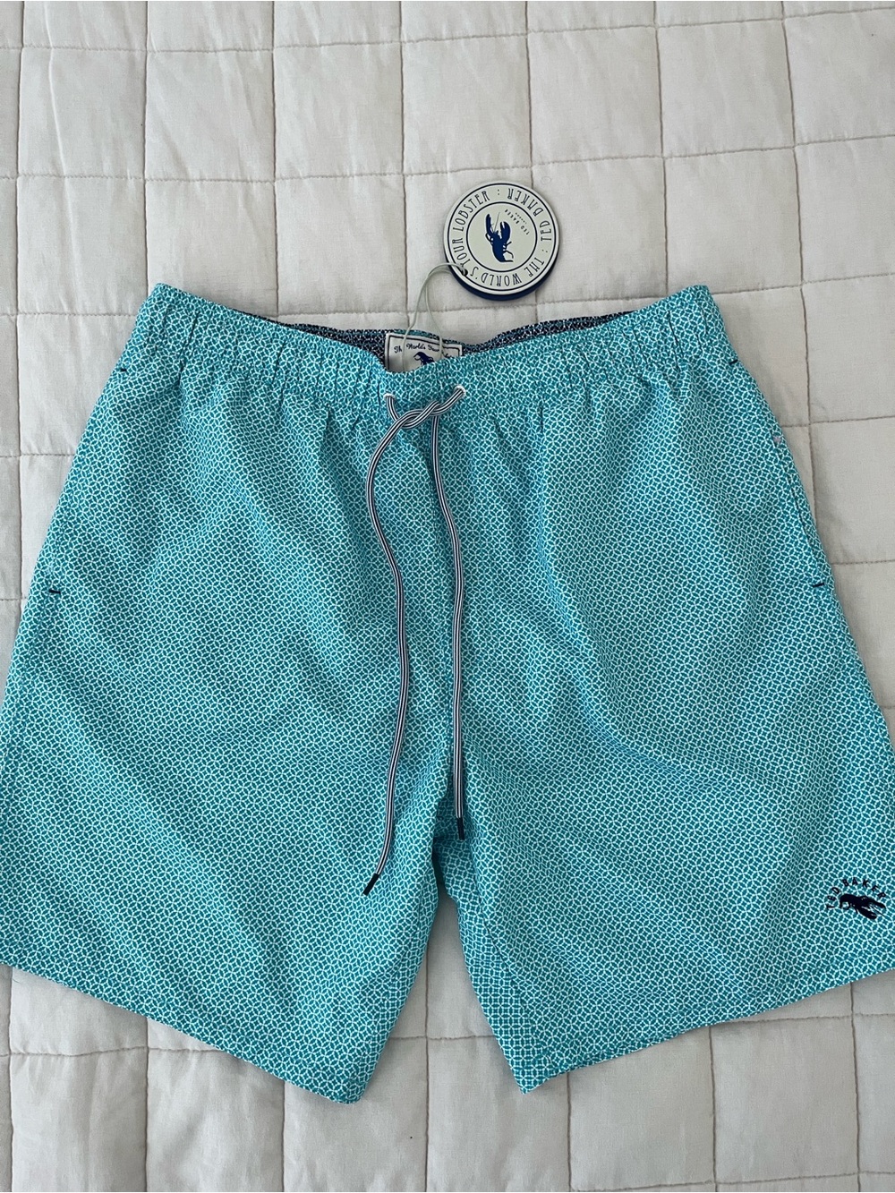 Ted Baker Teal and Navy Patterned Swim Shorts